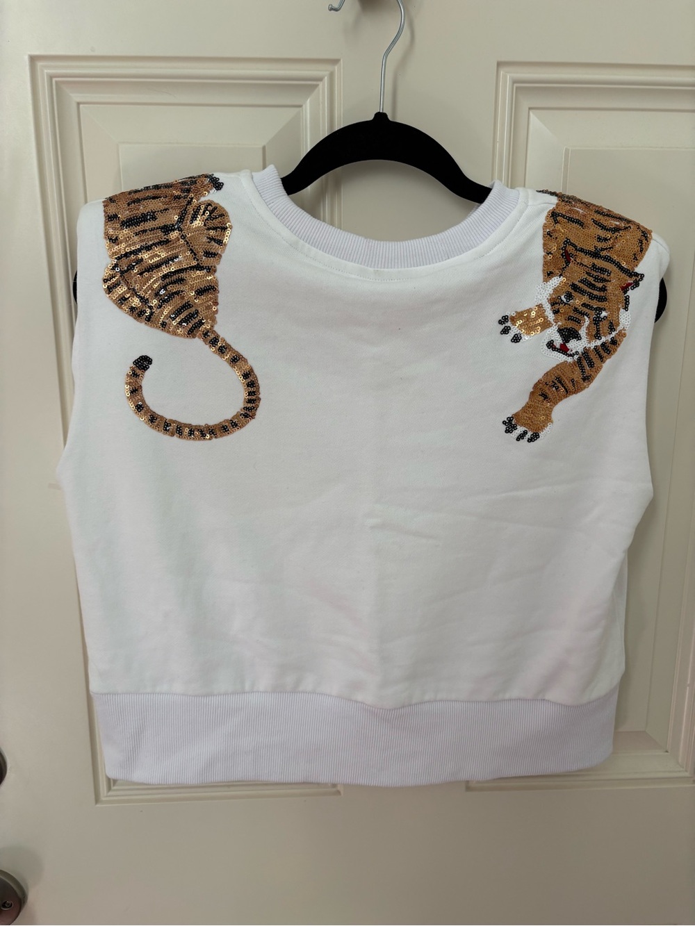 Queen of Sparkles Tiger Shoulder Pad Top Size Medium